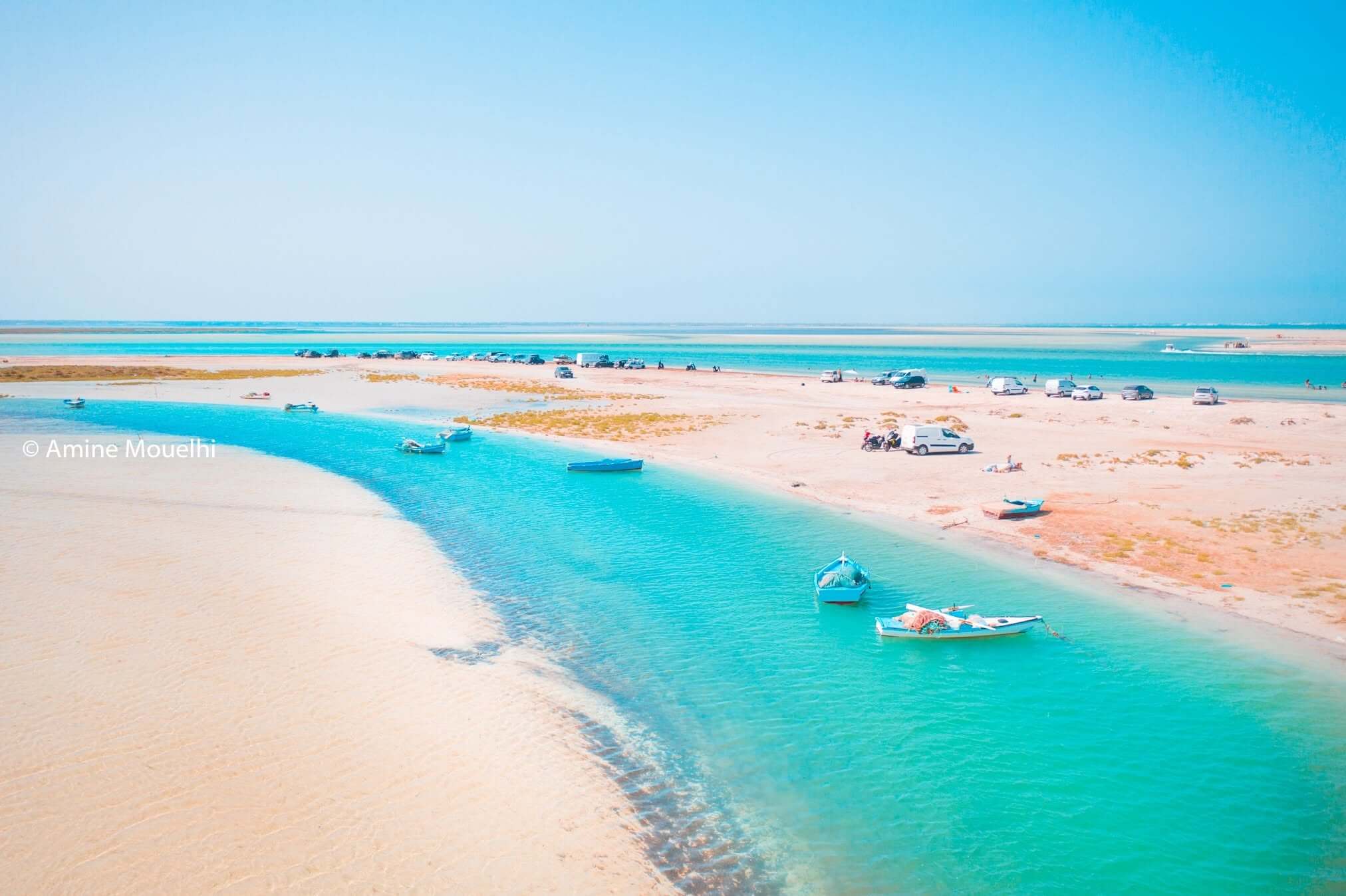 Hassi Jerbi Beach near Zarzis with white sand, shallow turquoise waters and a peaceful natural coastline
