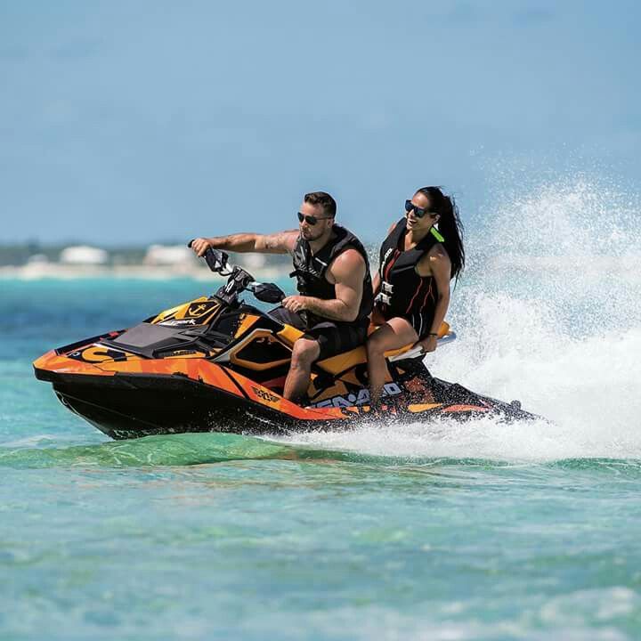Two people riding a jet ski in Tunisia