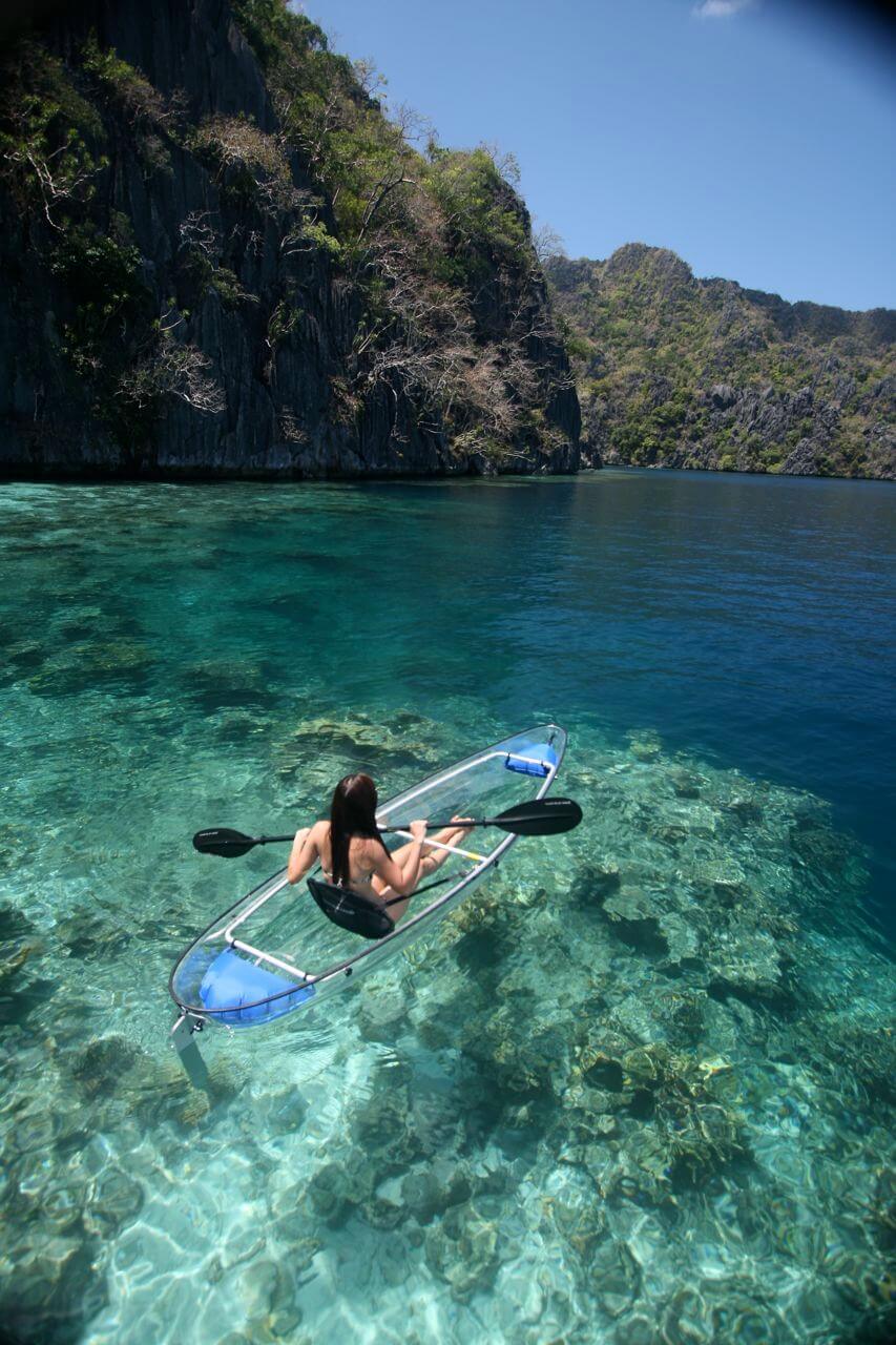 Kayaking in clear Mediterranean waters in Tunisia