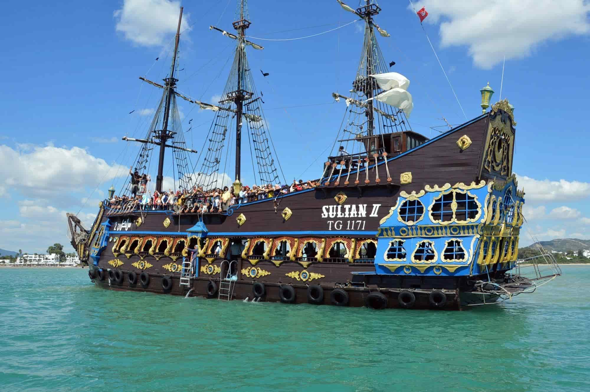 Pirate boat sailing in the waters of Tunisia