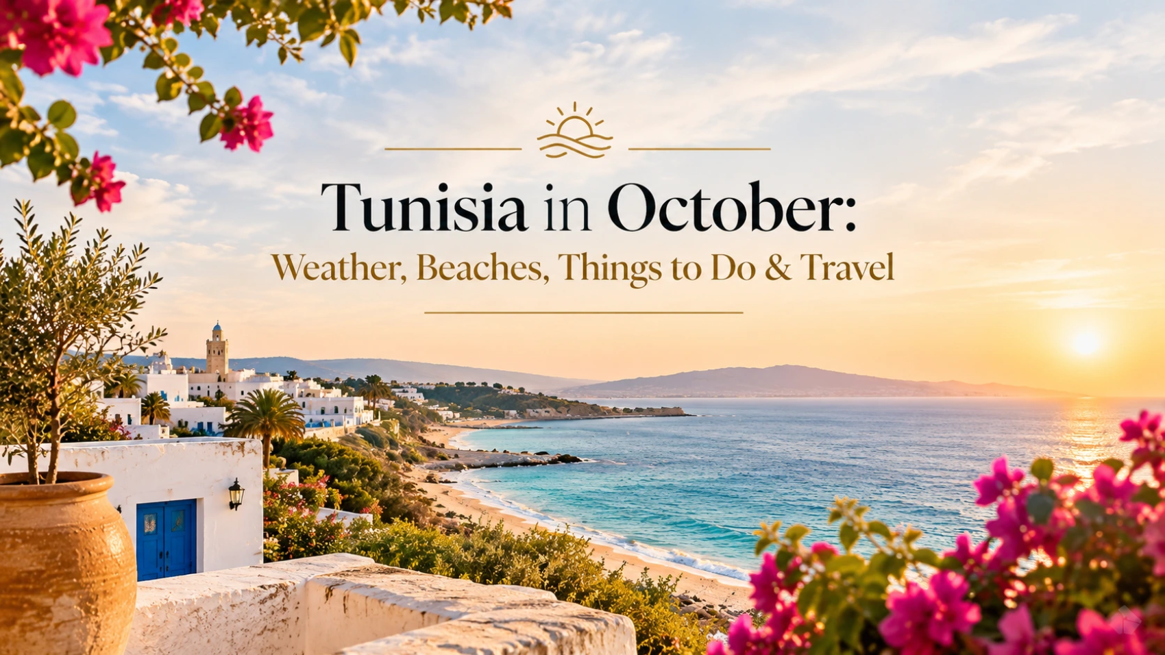 Tunisia in October with Mediterranean coast and autumn travel landscape