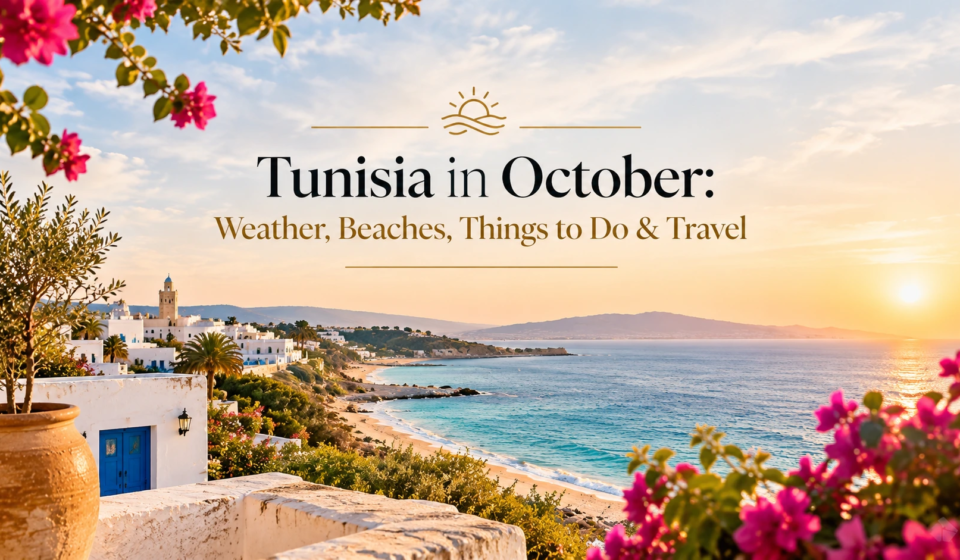Tunisia in October with Mediterranean coast and autumn travel landscape