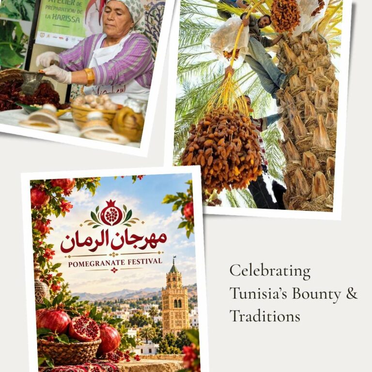 October festivals in Tunisia featuring harissa, Deglet Nour dates and pomegranate harvest celebrations
