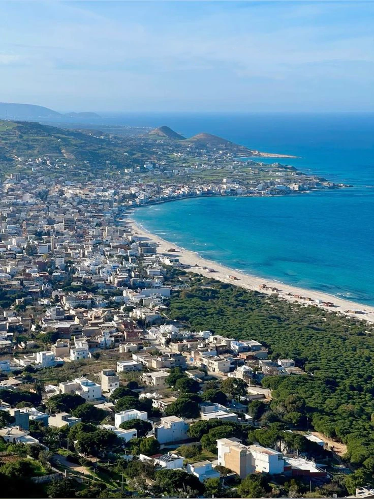 Aerial view of the Tunisian coast and its turquoise beaches